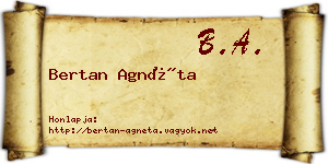 Bertan Agnéta névjegykártya